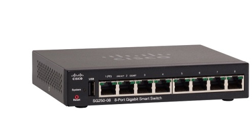 CISCO SG250-08-K9-EU 8-Port Gigabit Smart Switch